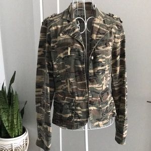 Army Military Camo Camouflage Coat Jacket Denim Blazer cargo fatigues Utility S